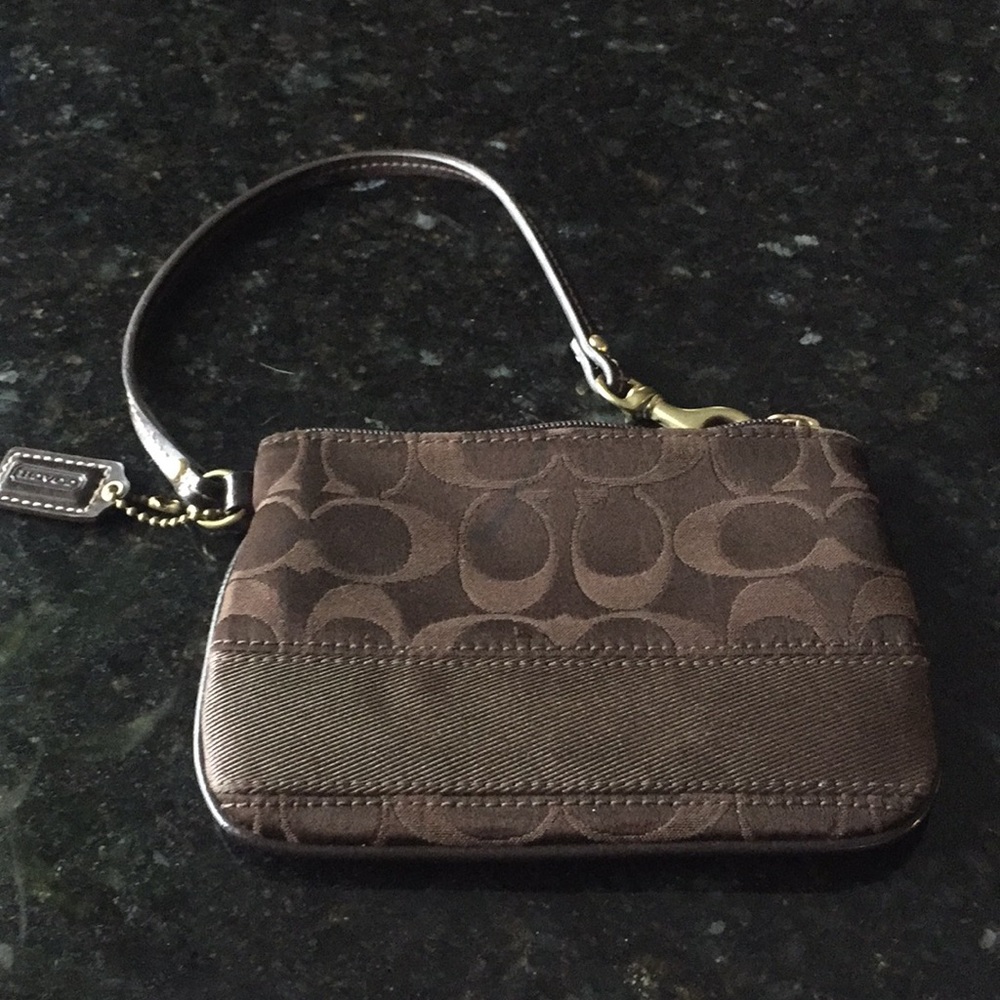 Coach brown wristlet